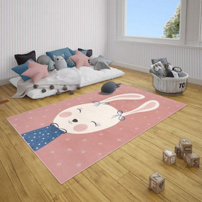 Bella Bunny Rug120 x 170cm / Adorable & Soft Bunny-Themed Rug for Kids ...