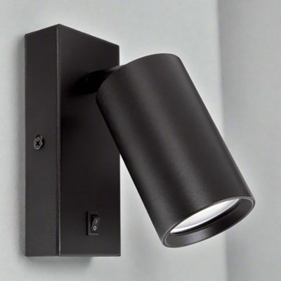 BELLA - CGC Black GU10 Wall Light With On/Off Switch and Adjustable Head