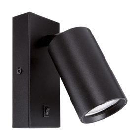 BELLA - CGC Black GU10 Wall Light With On/Off Switch and Adjustable Head