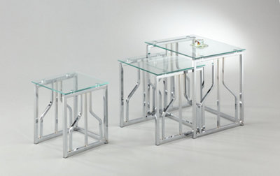 Bella - Clear Glass Nesting Tables With Chrome Legs