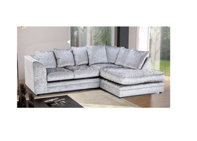 Bella Crushed Velvet Right Hand Facing Corner Sofa Silver