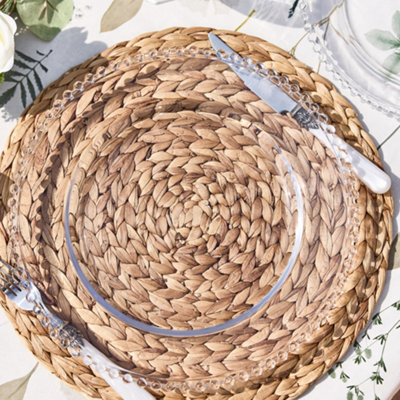 Bella Perle Beaded Glass Dinnerware Charger Serving Dish Christmas ...