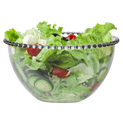 Bella Perle Glass Beaded Edge Dinnerware Serving Salad, Dinner, Breakfast Bowl Gift Idea