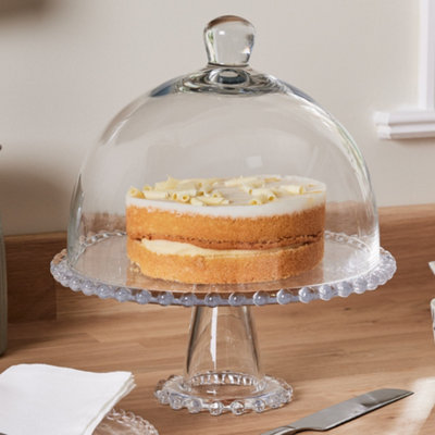 Bella Perle Glass Beaded Kitchen Cake Stand with Dome, Cake Holder Gift Idea