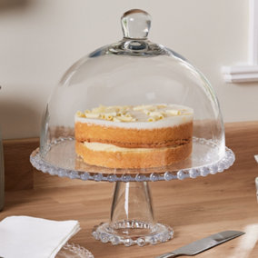 Bella Perle Glass Beaded Kitchen Cake Stand with Dome, Cake Holder Gift Idea