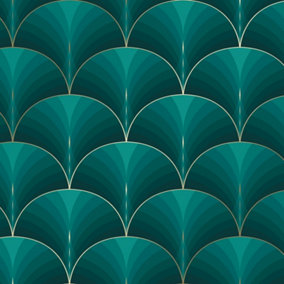 Bella Wallpaper In Green and Teal