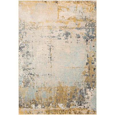 BELLATRIX Abstract Modern Marble Mustard Area Rug 160 x 220 cm