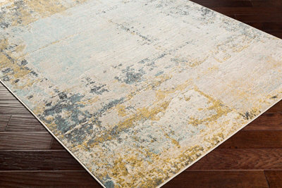 BELLATRIX Abstract Modern Marble Mustard Area Rug 160 x 220 cm