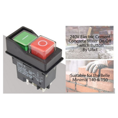 BELLE 240V ELECTRIC CEMENT CONCRETE MIXER ON OFF SWITCH BUTTON BY UFIXT