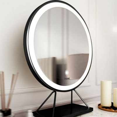 Belle Medium Black Frame Touch Sensor LED Makeup Mirror with Lights