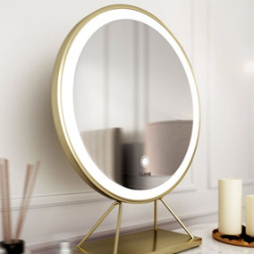 Belle Medium Gold Frame Touch Sensor LED Makeup Mirror with Lights