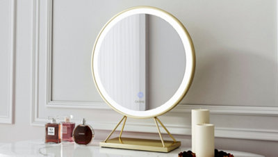 Belle Medium Gold Frame Touch Sensor LED Makeup Mirror with Lights