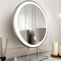 Belle Medium Silver Frame Touch Sensor LED Makeup Mirror with Lights