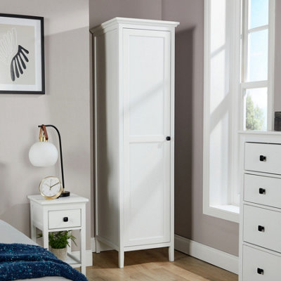 Belle Vue 1 Door Single Wardrobe with Hanging Rail White 179cm H