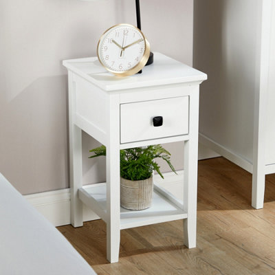 Belle Vue 1 Drawer Bedside Table White Compact Design
