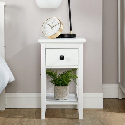 Belle Vue 1 Drawer Bedside Table White Compact Design