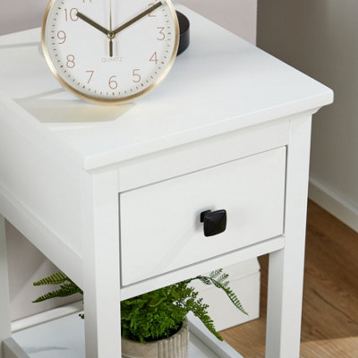Belle Vue 1 Drawer Bedside Table White Compact Design