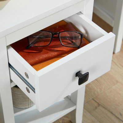 Belle Vue 1 Drawer Bedside Table White Compact Design