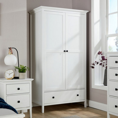 Belle Vue 2 Door Double Wardrobe with Hanging Rail White 180cm H