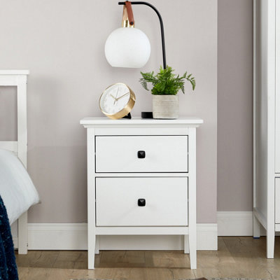 Belle Vue 2 Drawer Bedside Table White Compact Design
