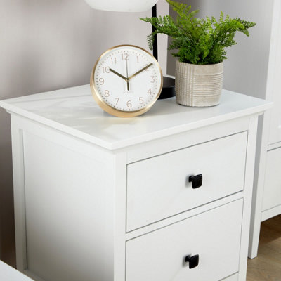 Belle Vue 2 Drawer Bedside Table White Compact Design