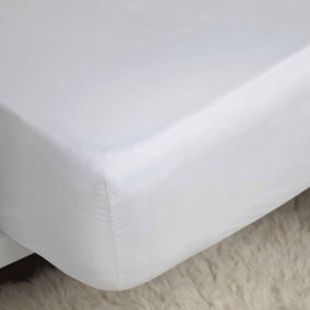 Belledorm 100% Cotton Sateen Extra Deep Fitted Sheet White (Emperor)
