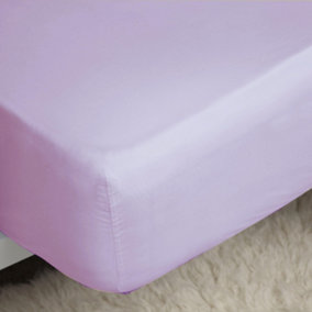 Belledorm 200 Thread Count Cotton Percale Deep Fitted Sheet Lilac (Kingsize)