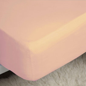 Belledorm 200 Thread Count Cotton Percale Deep Fitted Sheet Pink (Superking)