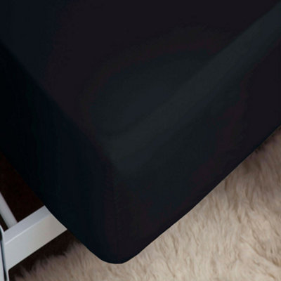 Belledorm 200TC Egyptian Cotton Fitted Bed Sheet (Deep 12in Fit) Black (Superking)