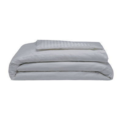 Belledorm 540 Thread Count Satin Stripe Duvet Cover Set Platinum (Single)