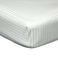 Belledorm 540 Thread Count Satin Stripe Extra Deep Fitted Sheet Ivory (Double)