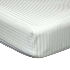 Belledorm 540 Thread Count Satin Stripe Extra Deep Fitted Sheet Ivory (Single)