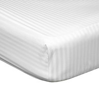 Belledorm 540 Thread Count Satin Stripe Extra Deep Fitted Sheet White (Double)
