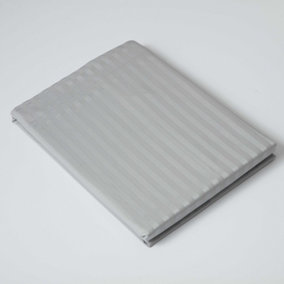 Belledorm 540 Thread Count Satin Stripe Flat Sheet Platinum (Kingsize)