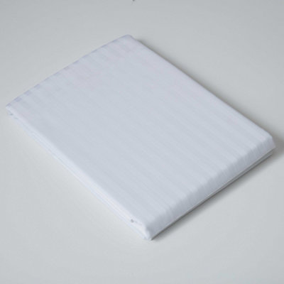 Belledorm 540 Thread Count Satin Stripe Flat Sheet White (Double) | DIY ...