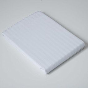 Belledorm 540 Thread Count Satin Stripe Flat Sheet White (Kingsize)
