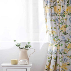 Belledorm Arabella Country Dream Curtains White/Blue/Lemon/Green (66 x 54in)
