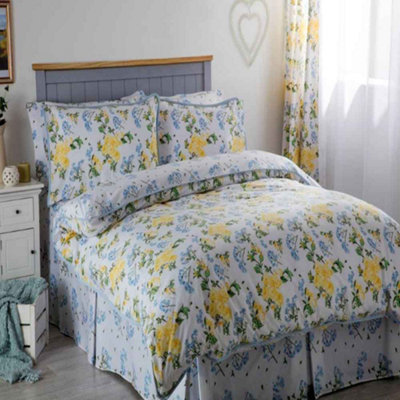 Belledorm Arabella Country Dream Duvet Cover Set White/Blue/Lemon (Single)
