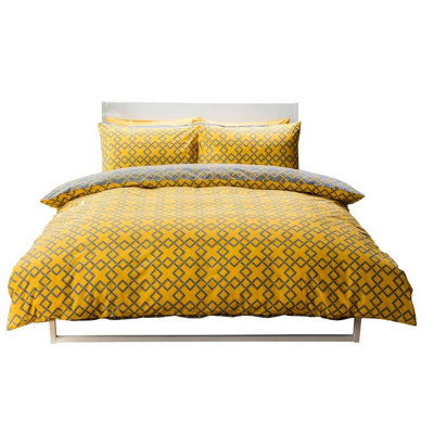 Belledorm Atlanta Duvet Cover Set Saffron/Grey (Superking)