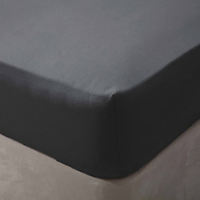 Belledorm Brushed Cotton Fitted Sheet Charcoal (Double)
