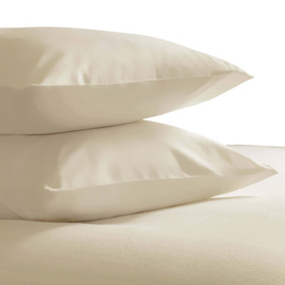 Belledorm Brushed Cotton Housewife Pillowcase (Pair) Cream (One Size