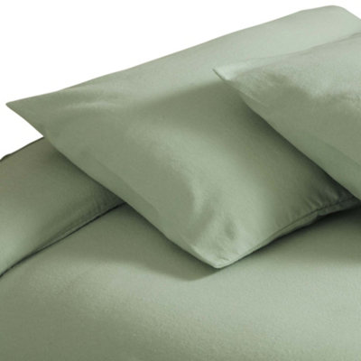 Belledorm Brushed Cotton Housewife Pillowcase (Pair) Green Apple (One