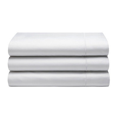 Belledorm Cotton Sateen 1000 Thread Count Flat Sheet White (Double ...