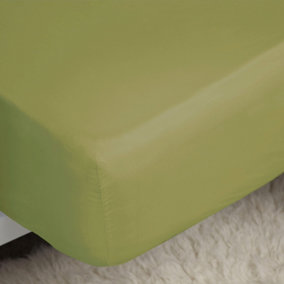 Belledorm Easycare Percale Fitted Sheet Olive (Kingsize)