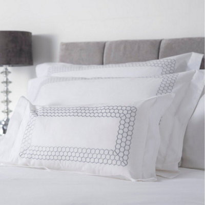 Belledorm Filled Boudoir Cushion White/Grey (One Size) DIY at B&Q
