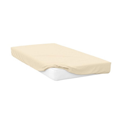 Belledorm Jersey Cotton Deep Fitted Sheet Ivory (Kingsize) DIY at B&Q