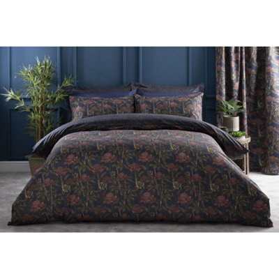 Belledorm Wild Garden Duvet Cover Set Navy/Pink (King)