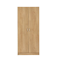 Bellingham 2 Door Wardrobe - L58 x W80.5 x H180.5 cm - Oak Effect Veneer