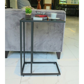 Bellini C Shape Table,Sofa/Side/End/Laptop Table-Black Tempered Glass