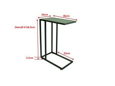 Bellini C Shape Table,Sofa/Side/End/Laptop Table-Black Tempered Glass